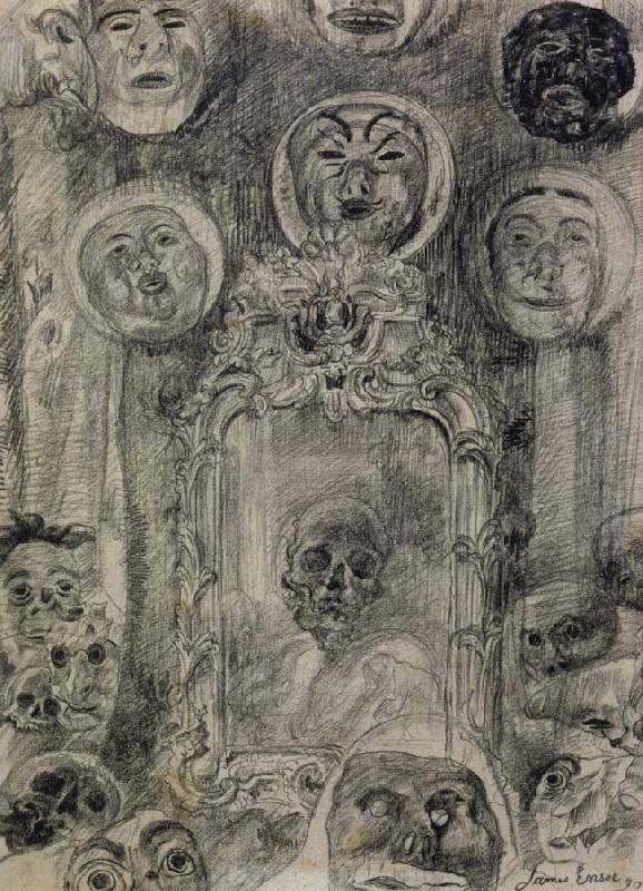 James Ensor Mirror with Skeleton or The Devil-s Mirror oil painting image